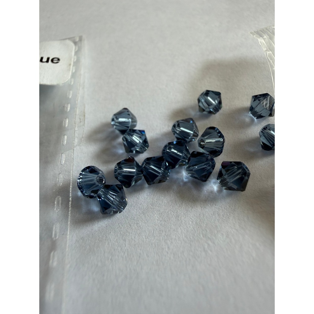 VTG Austrian Crystal Bicone Beads Denim Blue 4mm Sparkle Beading Austrian